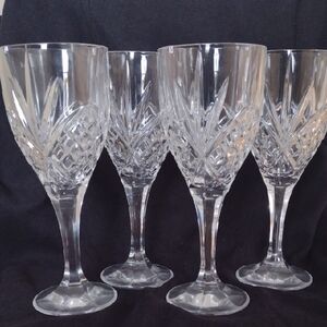 Dublin Shannon Crystal 4 Godinger 9 Oz. Goblets Diamond Pattern Set